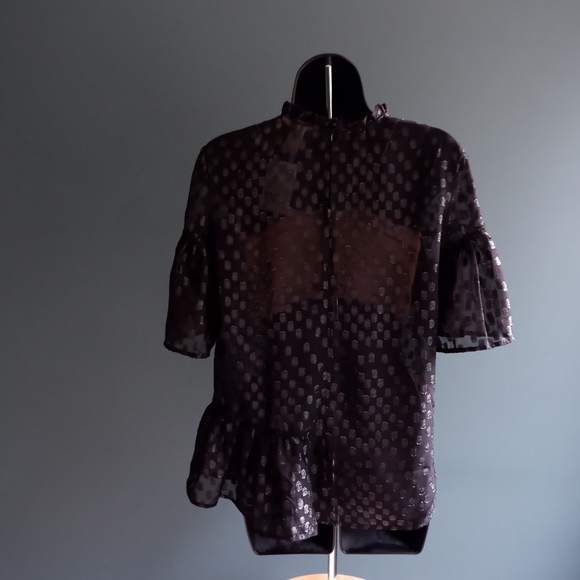 NWT H&M Black dolman shine Top SZ 8 - Picture 4 of 5